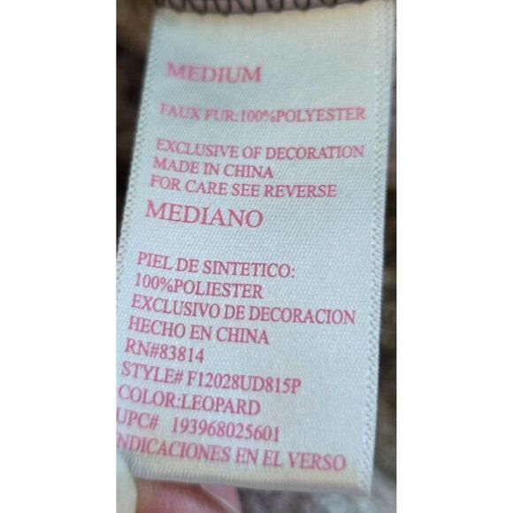 Leopard Print Sherpa Fleece Pullover Jacket M animal mob wife warm cottagecore - Picture 7 of 9